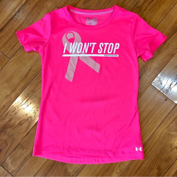 Under Armour heat gear Barbie hot pink logo shirt top fitness workout casual XS - Picture 2 of 4